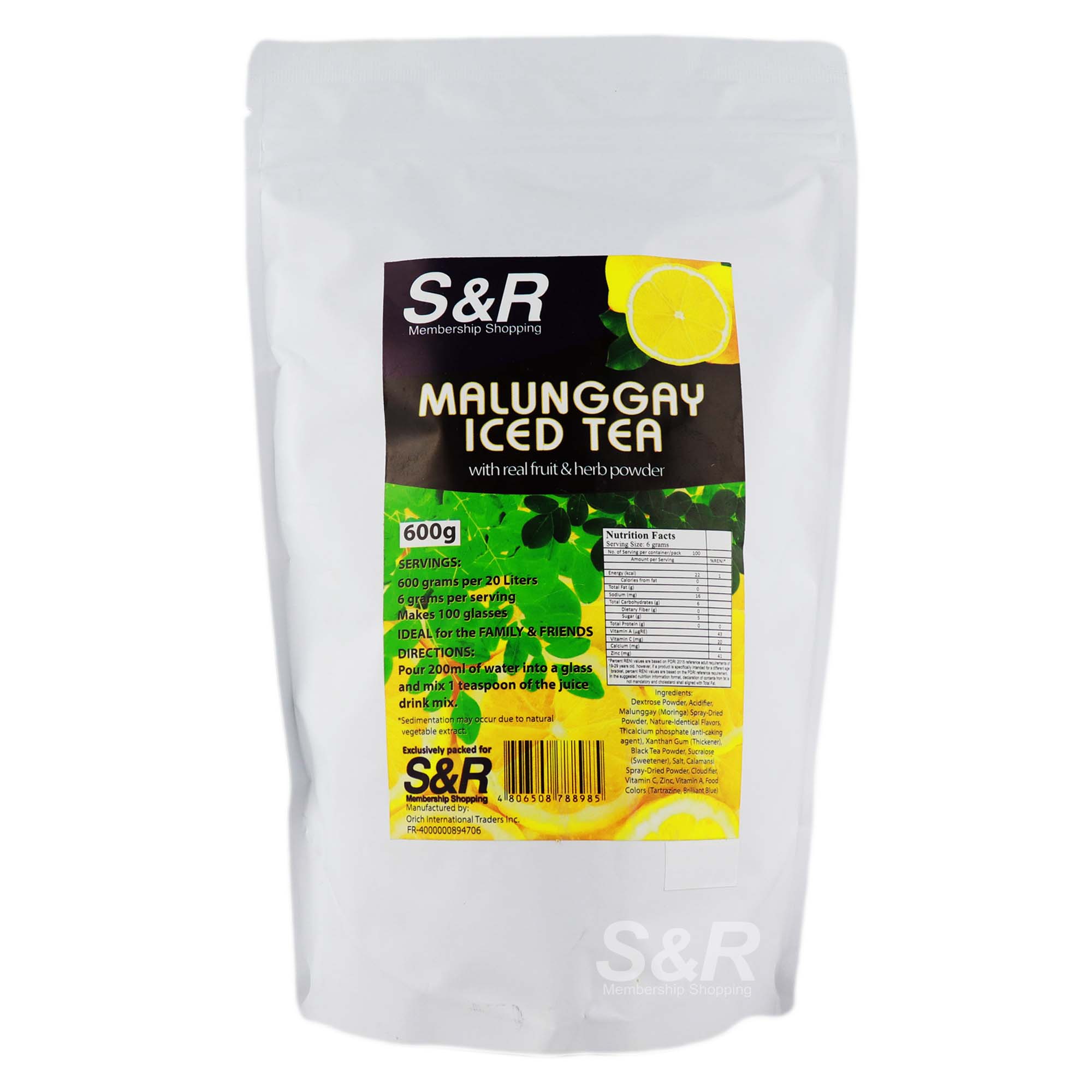 S&R Malunggay Iced Tea Juice Drink Mix 600g S&R Malunggay Iced Tea Juice Drink Mix 600g